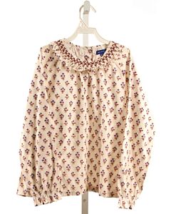 MAISON ME  PURPLE  FLORAL SMOCKED DRESS SHIRT WITH RUFFLE
