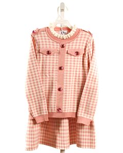 LOLA + THE BOYS  PINK  GINGHAM  2-PIECE DRESSY OUTFIT WITH RUFFLE