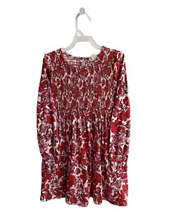 CREWCUTS RED FLORAL KNIT DRESS WITH RUFFLE