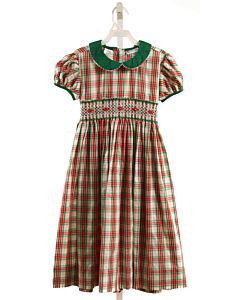 THE BEST DRESSED CHILD  RED  PLAID SMOCKED DRESS
