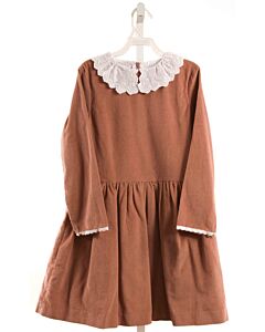 LA COQUETA  BROWN CORDUROY   DRESS WITH EYELET TRIM
