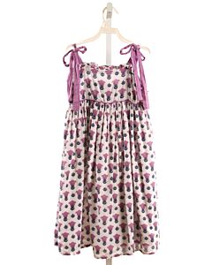SMOCKINGBIRD  PURPLE  FLORAL  DRESS WITH PICOT STITCHING