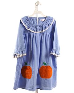 FRANCES ROSE  BLUE  PLAID  DRESS WITH EYELET TRIM