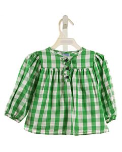 BELLA BLISS  GREEN  GINGHAM  SHIRT-LS WITH RUFFLE