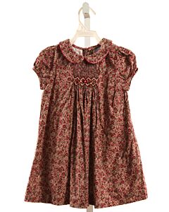 LULI & ME  MAROON  FLORAL SMOCKED DRESS