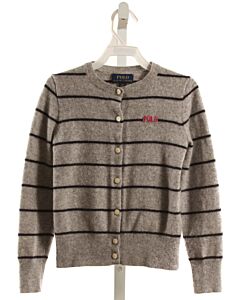 POLO BY RALPH LAUREN  GRAY WOOL STRIPED  CARDIGAN