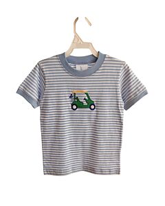 LITTLE ENGLISH  LT BLUE  STRIPED APPLIQUED KNIT SS SHIRT