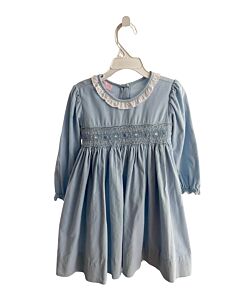 PETIT BEBE  LT BLUE   SMOCKED DRESS WITH PICOT STITCHING