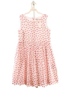 BONPOINT  HOT PINK SWISS DOT FLORAL  DRESS WITH LACE TRIM