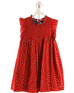 PINK CHICKEN  RED  FLORAL SMOCKED DRESS