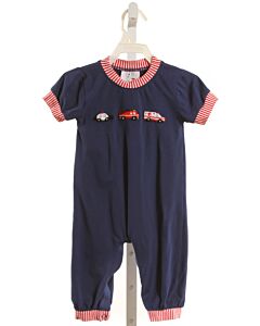 LITTLE RED WAGON  NAVY   EMBROIDERED KNIT ROMPER