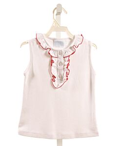 LITTLE ENGLISH  WHITE KNIT   SLEEVELESS SHIRT WITH PICOT STITCHING