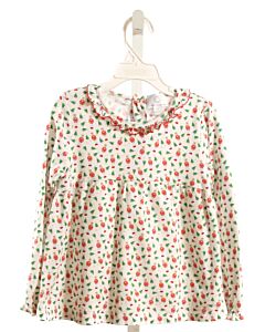 THE PROPER PEONY  RED KNIT  PRINTED DESIGN KNIT LS SHIRT WITH PICOT STITCHING