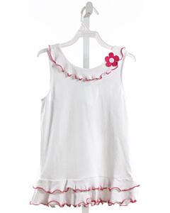 FLORENCE EISEMAN  WHITE  FLORAL APPLIQUED SLEEVELESS SHIRT