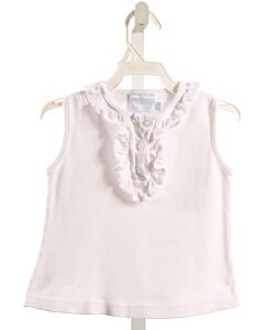LITTLE ENGLISH  WHITE    SLEEVELESS SHIRT WITH RUFFLE