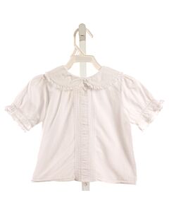 LAURA ASHLEY  WHITE    SHIRT-SS WITH EYELET TRIM