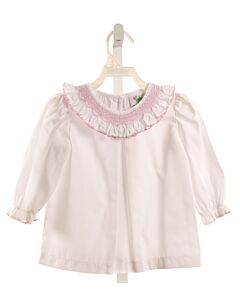 SHRIMP & GRITS  WHITE   SMOCKED SHIRT-LS WITH PICOT STITCHING