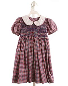 LULLABY SET  RED  PLAID SMOCKED DRESS