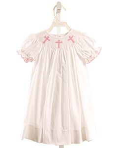 PETIT BEBE  WHITE   SMOCKED DRESS WITH PICOT STITCHING