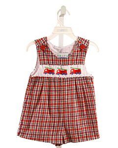 SAMARA  RED SEERSUCKER PLAID APPLIQUED JON JON