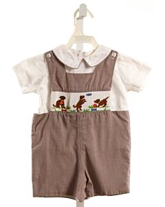 SILLY GOOSE  BROWN  MICROCHECK SMOCKED SHORTALL