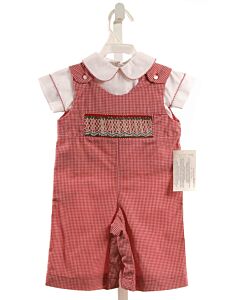 SIR JOHN  RED  GINGHAM SMOCKED LONGALL