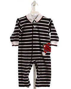 FLORENCE EISEMAN  NAVY PIQUE STRIPED APPLIQUED KNIT ROMPER