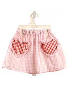 NO TAG  LT PINK  WINDOWPANE  SKIRT WITH RUFFLE
