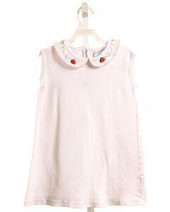 LITTLE ENGLISH  LT PINK  POLKA DOT EMBROIDERED SLEEVELESS SHIRT WITH PICOT STITCHING