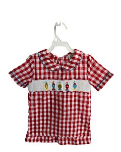 SMOCKED THREADS CECIL & LOU  RED SEERSUCKER GINGHAM SMOCKED 2-PIECE OUTFIT
