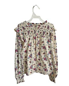 MINI BODEN  IVORY  FLORAL SMOCKED KNIT LS SHIRT WITH RUFFLE