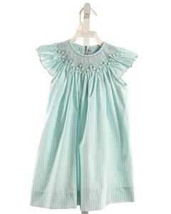 ORIENT EXPRESSED  BLUE  GINGHAM SMOCKED DRESS