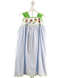 LURE AND LACE  LT BLUE  STRIPED SMOCKED KNIT DRESS