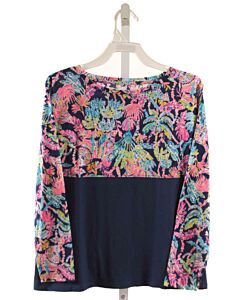 LILLY PULITZER  BLUE  FLORAL  KNIT LS SHIRT