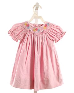 PETIT BEBE  PINK CORDUROY  SMOCKED DRESS WITH PICOT STITCHING