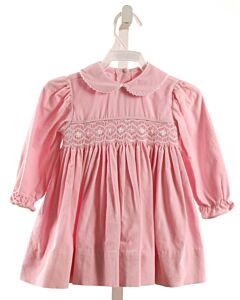 PETIT BEBE  PINK CORDUROY  SMOCKED DRESS WITH PICOT STITCHING