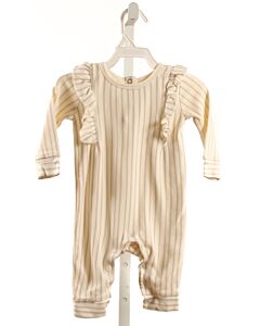 PEHR  IVORY  STRIPED  KNIT ROMPER WITH RUFFLE