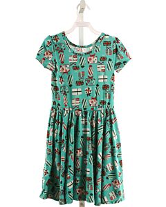 DOTDOT SMILE  GREEN   PRINTED DESIGN KNIT DRESS