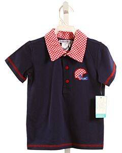 TARA COLLECTION  NAVY   APPLIQUED KNIT SS SHIRT
