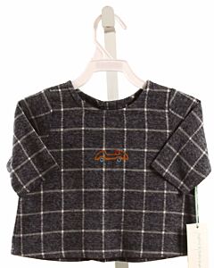 POEME & POESIE  BLUE  WINDOWPANE EMBROIDERED SHIRT-LS