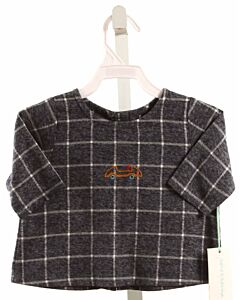 POEME & POESIE  BLUE  WINDOWPANE EMBROIDERED SHIRT-LS