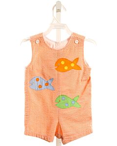 FUNTASIA TOO  ORANGE SEERSUCKER STRIPED APPLIQUED JON JON