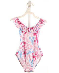 FLAP HAPPY  PINK  PRINT  1-PIECE SWIMSUIT WITH RUFFLE