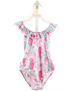 FLAP HAPPY  PINK  PRINT  1-PIECE SWIMSUIT WITH RUFFLE