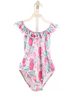 FLAP HAPPY  PINK  PRINT  1-PIECE SWIMSUIT WITH RUFFLE