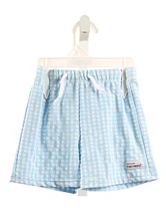 FLAP HAPPY  LT BLUE SEERSUCKER GINGHAM  SWIM TRUNKS