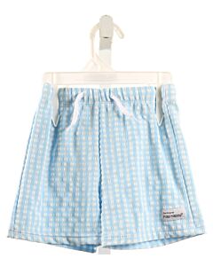 FLAP HAPPY  LT BLUE SEERSUCKER GINGHAM  SWIM TRUNKS