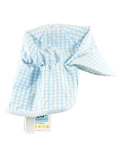 FLAP HAPPY  LT BLUE SEERSUCKER GINGHAM  HAT