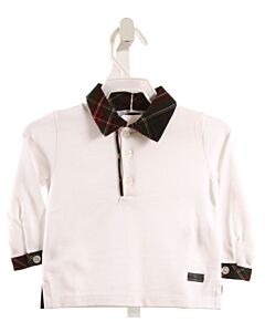 PATACHOU  WHITE PIQUE PLAID  DRESS SHIRT