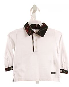 PATACHOU  WHITE PIQUE PLAID  DRESS SHIRT